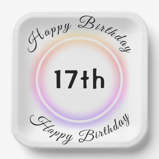 Neon Light Ring Birthday Paper Bord (Voorkant)