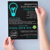 Neon Lightbulb, elektricien Adverteren Flyer (Hand)