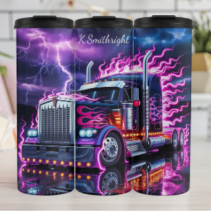 Neon Lightning Truck Storm Reflectie Thermosbeker