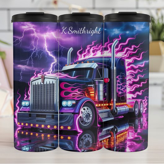 Neon Lightning Truck Storm Reflectie Thermosbeker