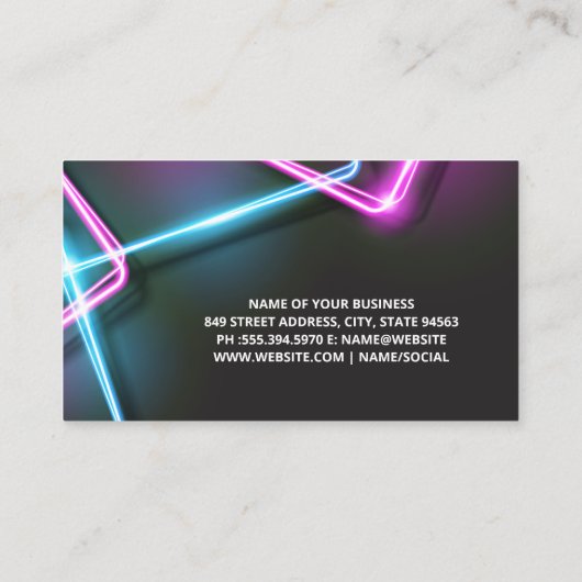Neon Lights Achtergrond Visitekaartje (Achterkant)