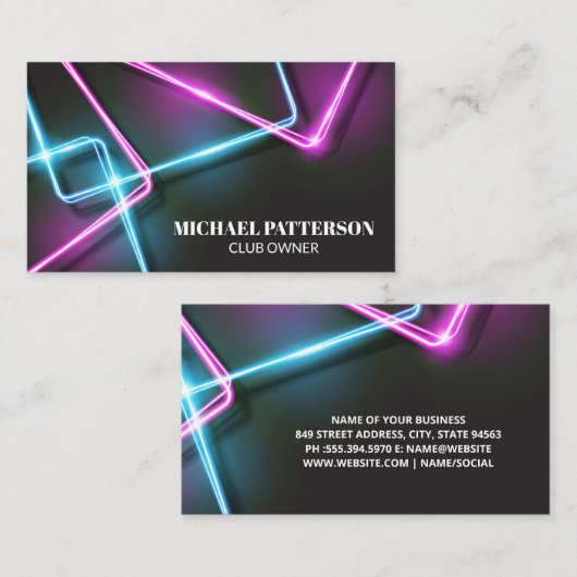 Neon Lights Achtergrond Visitekaartje (Voorkant / Achterkant)