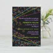 Neon Lights Bat Mitzvah Ceremony Invitation Kaart (Staand voorkant)