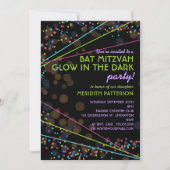 Neon Lights Bat Mitzvah Glow in de Donkere partij Kaart (Voorkant)