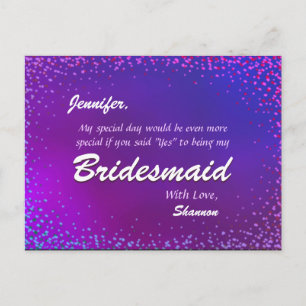 Neon Lights - Ben je mijn Bridesmaid? Uitnodiging Briefkaart