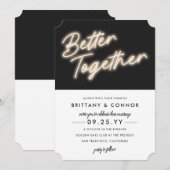 Neon Lights | Betere samenwerking | Moderne bruilo Kaart (Voorkant / Achterkant)