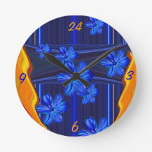 Neon Lights Blue Blossom Wall klok
