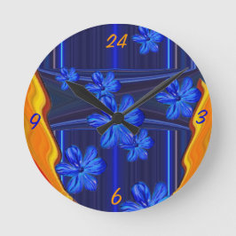 Neon Lights Blue Blossom Wall klok