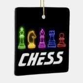 Neon Lights Chess Piecks Chess King Kerstmis Keramisch Ornament (Rechts)