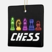 Neon Lights Chess Piecks Chess King Kerstmis Keramisch Ornament (Links)