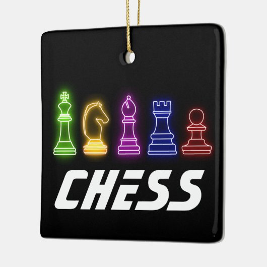 Neon Lights Chess Piecks Chess King Kerstmis Keramisch Ornament (Links)