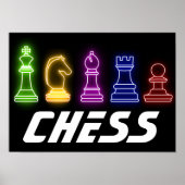 Neon Lights Chess Piecss King Poster (Voorkant)