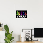 Neon Lights Chess Piecss King Poster (Thuiskantoor)