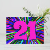 Neon Lights Club 21st Birthday Kaart (Staand voorkant)