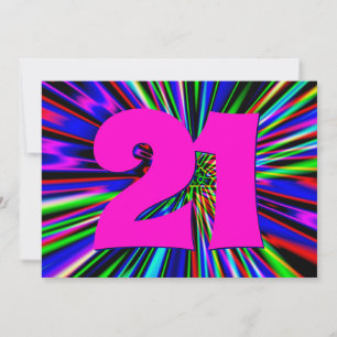 Neon Lights Club 21st Birthday Kaart