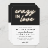 Neon Lights | Crazy in Love | Moderne bruiloft Kaart (Voorkant / Achterkant)