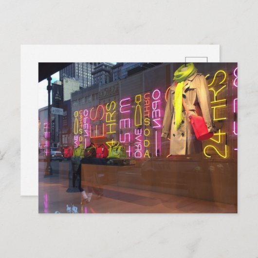 Neon Lights Department Store Window New York NYC Briefkaart (Voorkant / Achterkant)