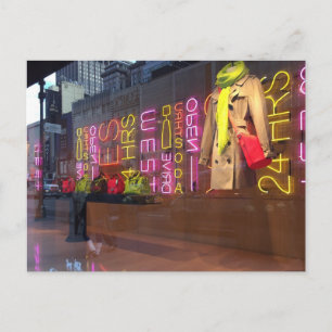 Neon Lights Department Store Window New York NYC Briefkaart