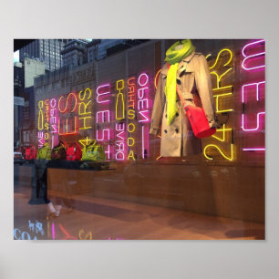 Neon Lights Department Store Window New York NYC Poster