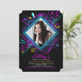 Neon Lights Fotouitnodiging Kaart (Staand voorkant)