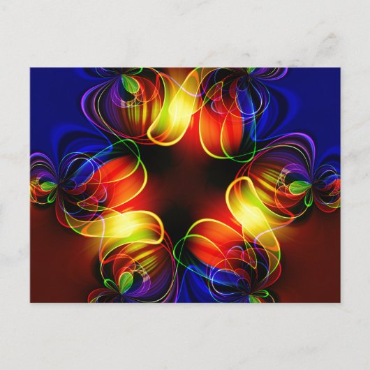 Neon Lights Fractal Briefkaart (Voorkant)