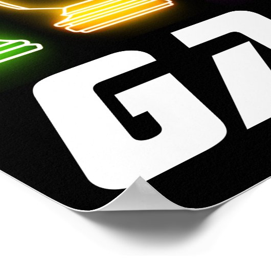 Neon Lights Gamer Chess Chess King Poster (Hoek)