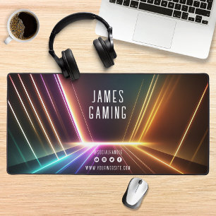 Neon Lights Gaming Gamer Sociale Media Gepersonali Bureaumat