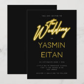 Neon Lights Geel Zwart Casual bruiloft Kaart (Voorkant / Achterkant)