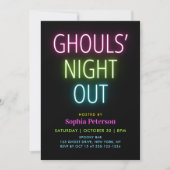 Neon Lights Ghouls Night Out Halloween-feest Kaart (Voorkant)