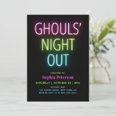 Neon Lights Ghouls Night Out Halloween-feest Kaart (Staand voorkant)
