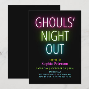 Neon Lights Ghouls Night Out Halloween-feest Kaart