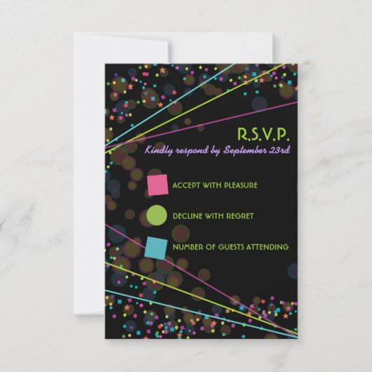 Neon Lights Glow in de donkere RSVP-reactiekaart Kaart (Voorkant)
