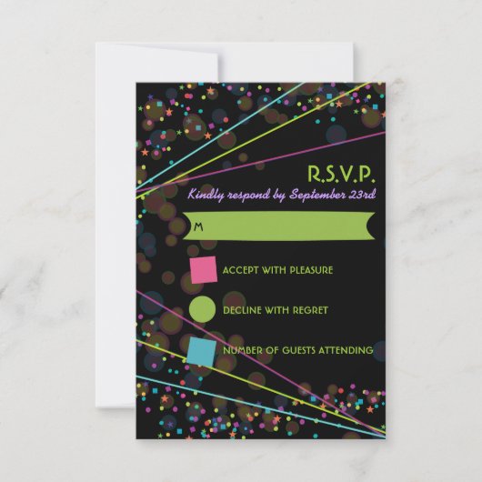 Neon Lights Glow in de donkere RSVP-reactiekaart RSVP Kaartje (Voorkant)