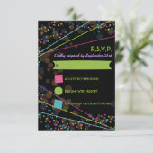 Neon Lights Glow in de donkere RSVP-reactiekaart RSVP Kaartje (Staand voorkant)