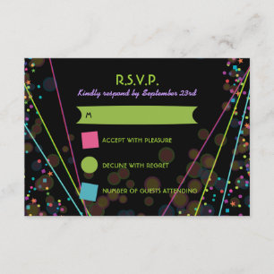 Neon Lights Glow in de donkere RSVP-reactiekaart RSVP Kaartje