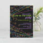 Neon Lights Glow in the Dark Party Invitation Kaart (Staand voorkant)
