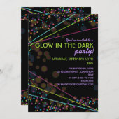 Neon Lights Glow in the Dark Party Invitation Kaart (Voorkant / Achterkant)