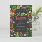 Neon Lights Kerstfeest Kaart (Staand voorkant)