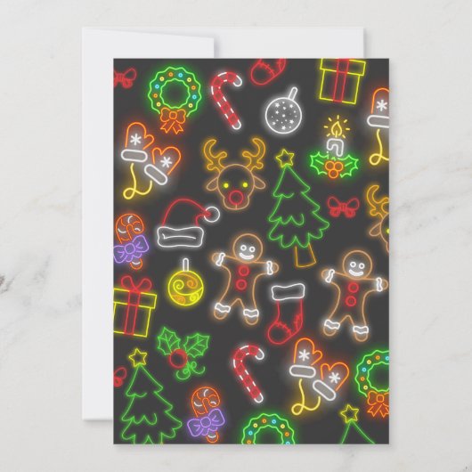 Neon Lights Kerstfeest Kaart (Achterkant)