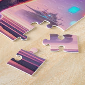 Neon Lights Kleurrijke Futuristische Cyberpunk Kat Legpuzzel (Zijkant)