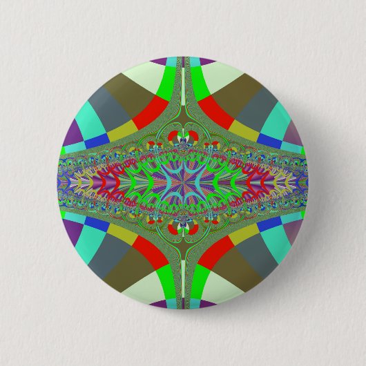 Neon Lights Ladder Fractal Ronde Button 5,7 Cm (Voorkant)