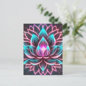 Neon Lights Lotus Flower Awakening Reiki Magic Briefkaart (Staand voorkant)