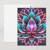 Neon Lights Lotus Flower Awakening Reiki Magic Briefkaart (Voorkant / Achterkant)
