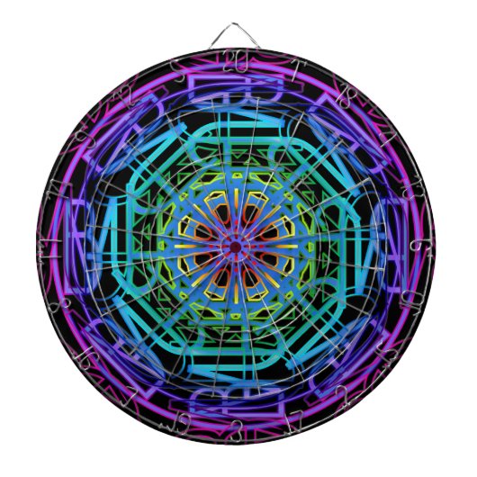 Neon Lights Mandala Design Dartbord (Voorkant)