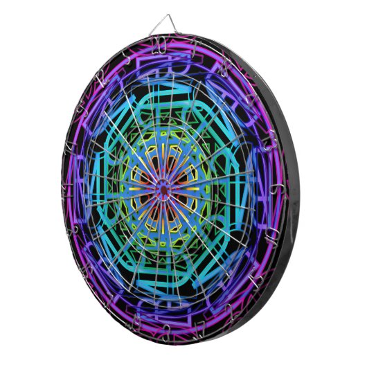 Neon Lights Mandala Design Dartbord (Voorkant Rechts)