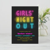 Neon Lights Meisjes 'Night Out Bachelorette Party Kaart (Staand voorkant)