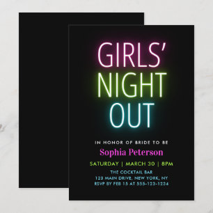 Neon Lights Meisjes 'Night Out Bachelorette Party Kaart