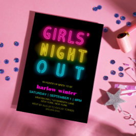 Neon Lights Meisjes 'Night Out Bachelorette Party Kaart