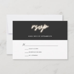 Neon Lights   Modern Wedding RSVP Kaartje