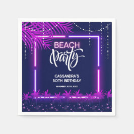 Neon Lights Palm Beach Nacht Party Verjaardag Servet